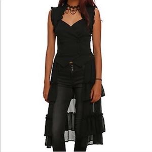 Hot topic Long Black ruffled vest size XL